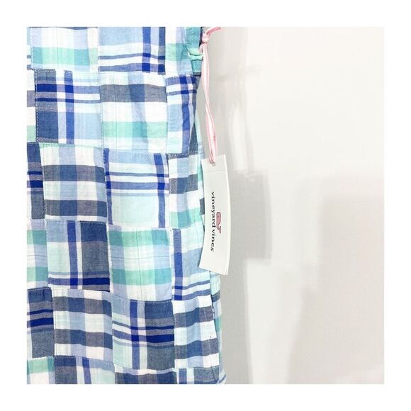 Vineyard Vines Dress Girls Madras Flutter Sleeve Blue Size 14 NEW - Picture 8 of 8